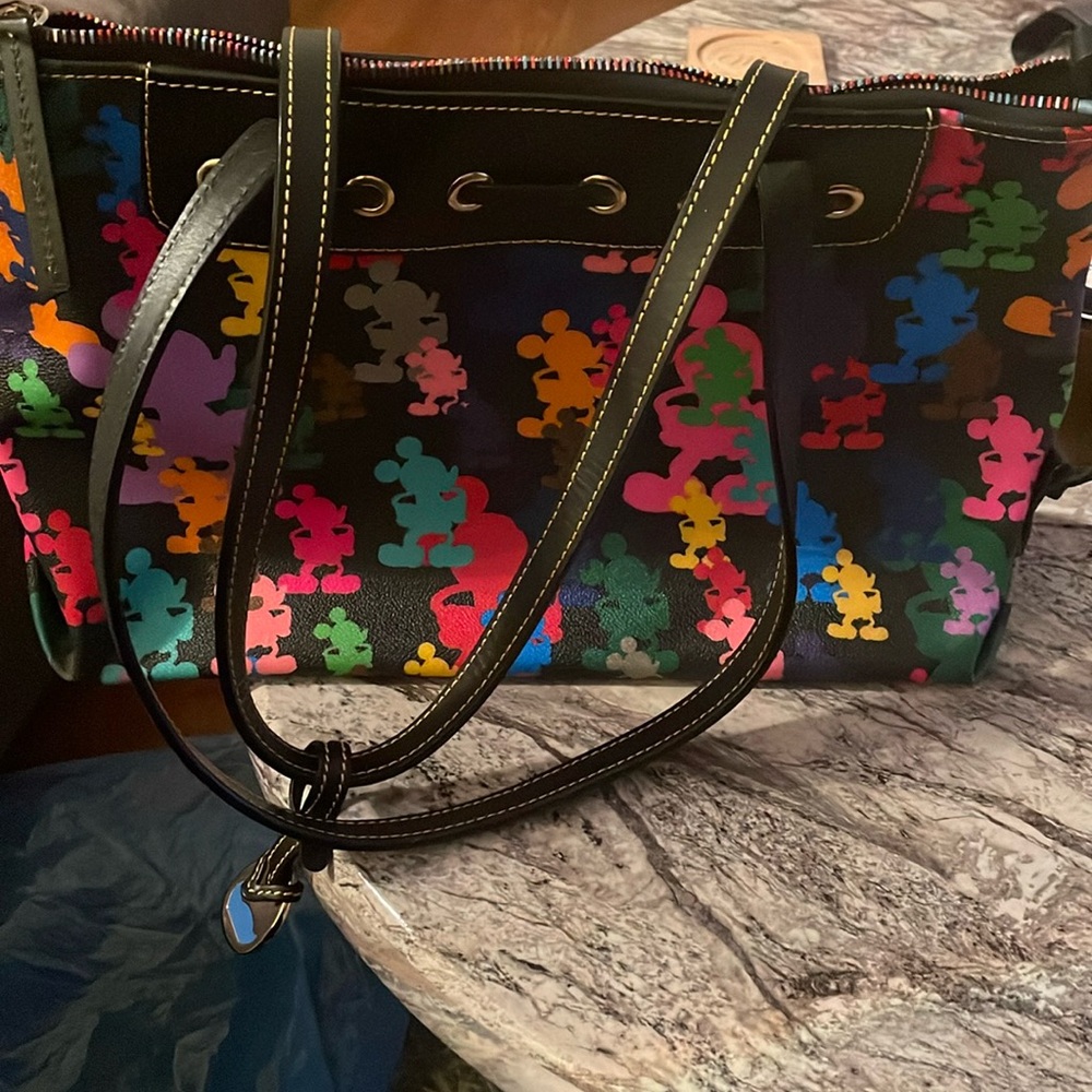 Disney Multi color tote bag with littler bag